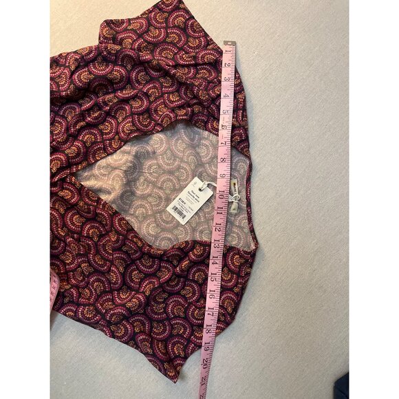 Marine Layer Emlyn Midi Wrap Dress Fan Block Print Large Purple Pink -L - Picture 10 of 11